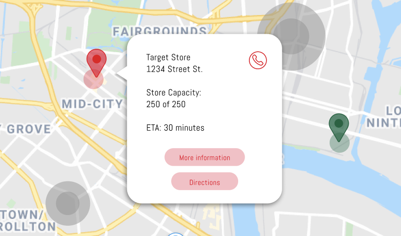 Target capacity tracker in-app map